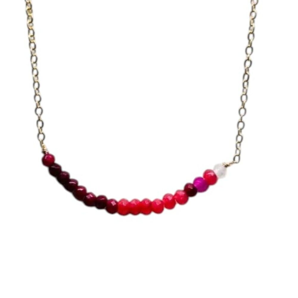 Indio Jewelry Shades of Red Gold Stainless Steel Necklace #7053